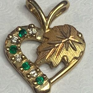 10kt Gold and Green Heart Pendant